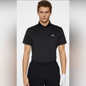NWT J. Lindeberg Men’s The Bridge Regular Fit Black/Green Polo Fast Drying - M